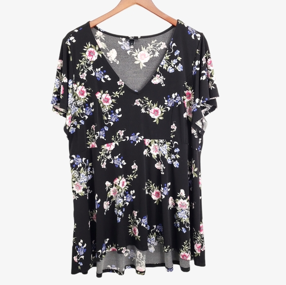 torrid Tops - torrid V Neck Flutter Sleeve Floral Blouse 3X
